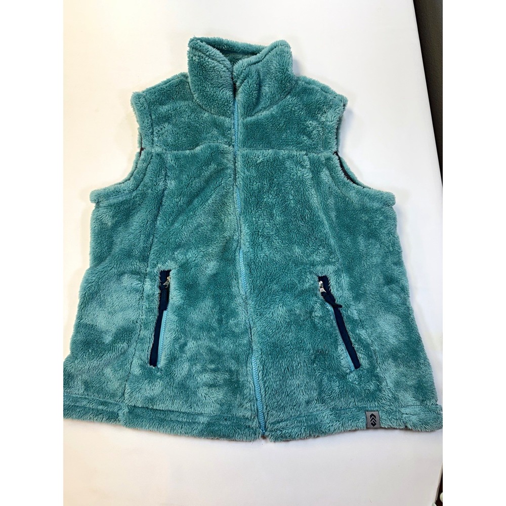 Free Country Women's Teal Full Zip Vest Zip Pockets Sleeveless Regular Fit XL